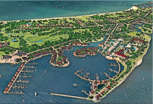 So könnte das Baltic Island Eco Resort nach der geplanten Fertigstellung im Jahr 2025 auf der Rügen-Halbinsel Bug vor Dranske einmal aussehen © Illustration: Baltic Island Eco Resort