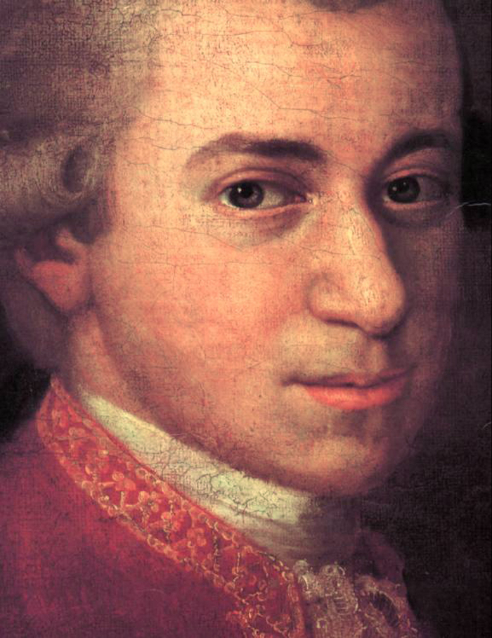 Wolfgang Amadeus Mozart, Detail aus einem Gemälde von Johann Nepomuk della Croce (ca. 1781)