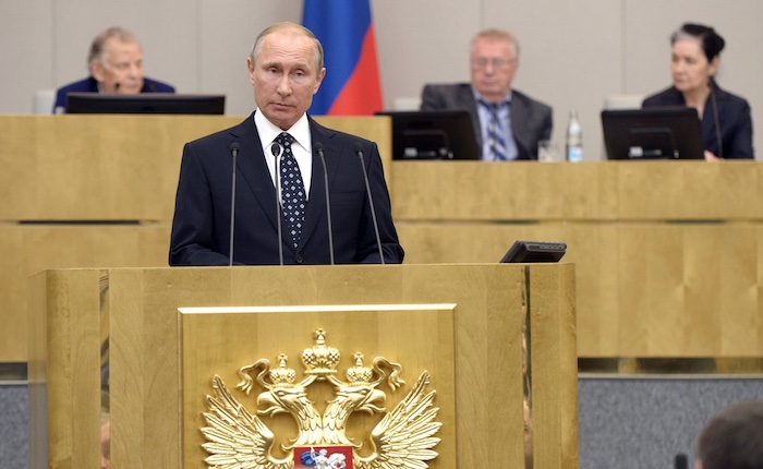 Ansprache von Wladimir Putin auf einer Sitzung der Staatsduma der Föderalen Versammlung der Russischen Föderation am 5. Oktober 2016 im Parlamentsgebäude in Moskau © Pressefoto Kremlin.ru