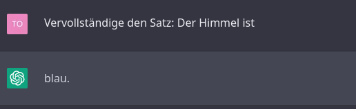 ChatGPT vervollständigt Sätze