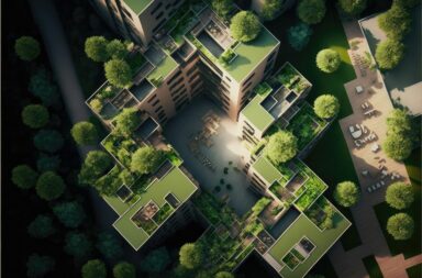 grüner beton, Ansicht eines nachhaltig gebauten Hauses