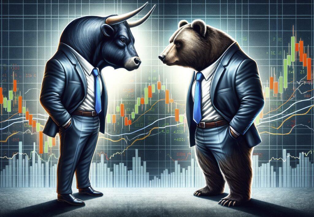 Bulle und Bär sind die tierischen Symbole des Auf und Ab der Börse. Der Bulle ist der Gute, der für Wachstum steht. Der Bär, der Devote, symbolisiert den Abschwung an der Börse.