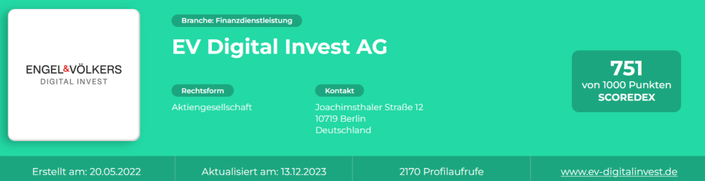 EV Digital Invest AG - Scoredex