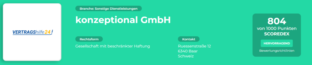 Vertragshilfe24 (Konzeptional GmbH) - Scoredex Bewertung