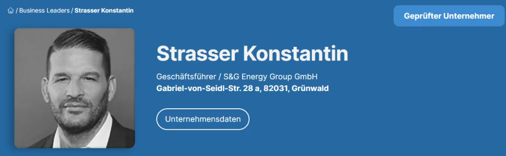 Konstantion Strasser - S&G Energy Group - Business Leaders