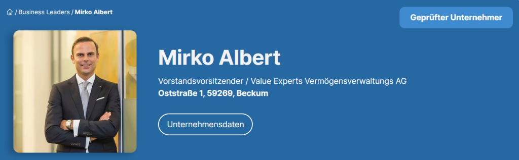 Mirko Albert - Value Experts Vermögensverwaltungs AG (VALEXX AG) (Business Leaders)