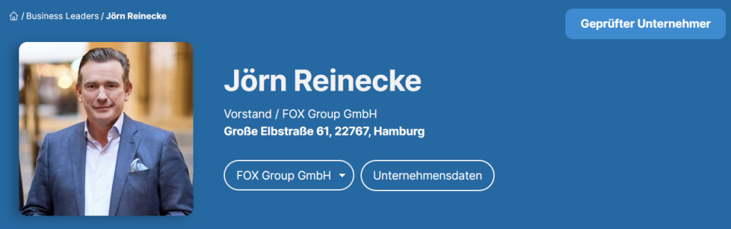 Jörn Reinecke FOX Group - Green Fox Energy (Business-Leaders)