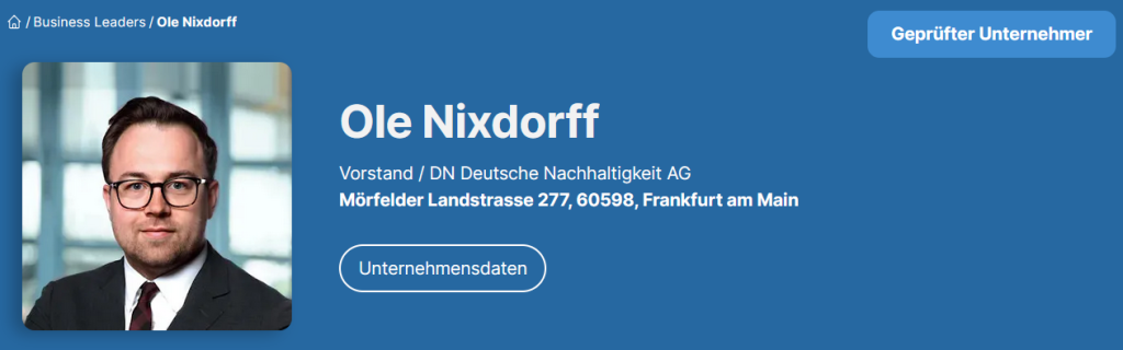 Ole Nixdorff - DN Deutsche Nachhaltigkeit AG (DN Group AG) - Business Leaders