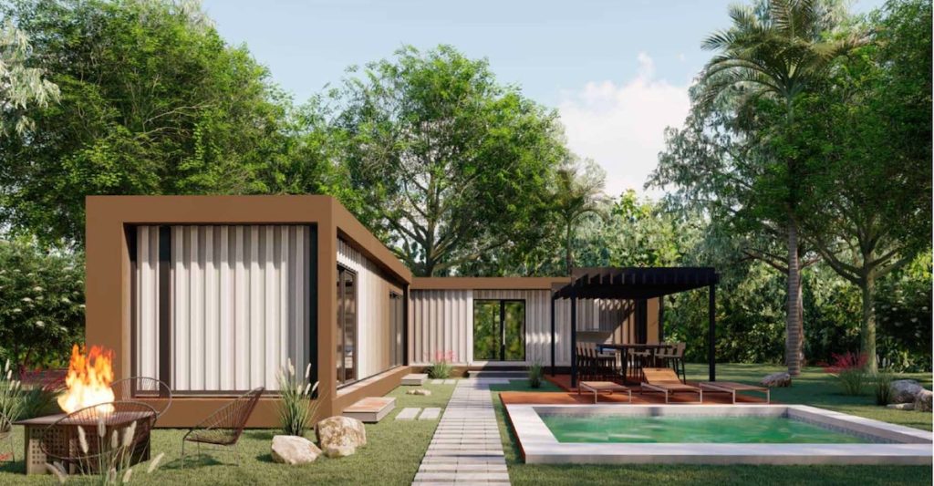 Tiny House als Eckhaus mit Grillplatz und Swimming-Pool © La Rivera S.A.