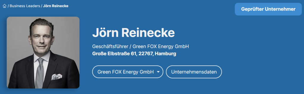 Jörn Reinecke - Geschäftsführer / Green FOX Energy GmbH (Business-Leaders)