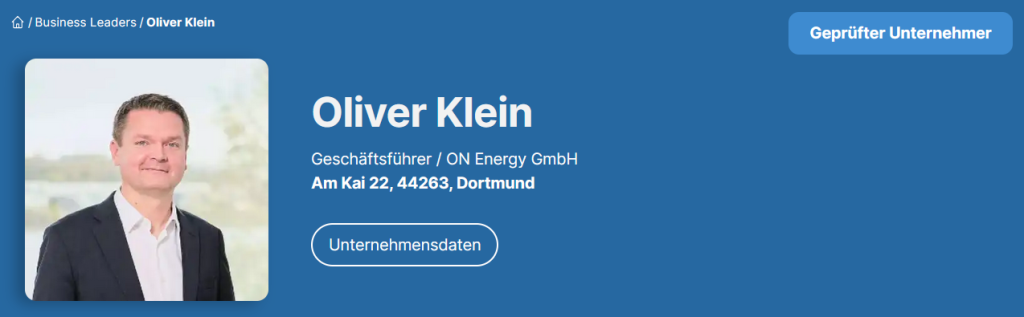 
DR. Oliver Klein Geschäftsführer / ON Energy GmbH (Business-Leaders)
