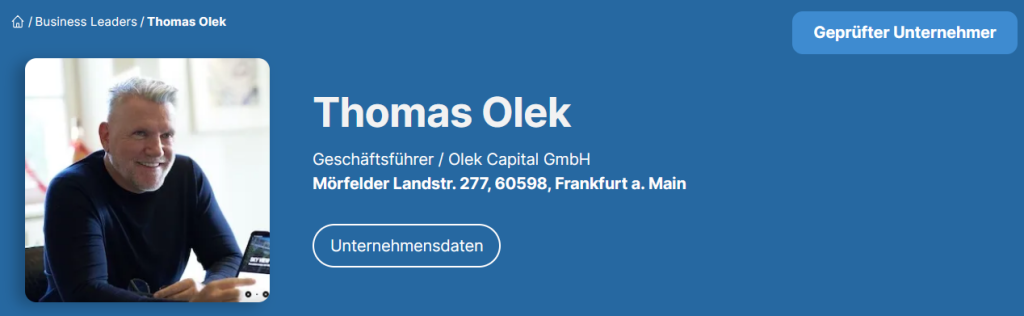 Thomas Olek - Geschäftsführer / Olek Capital GmbH (Business-Leaders)