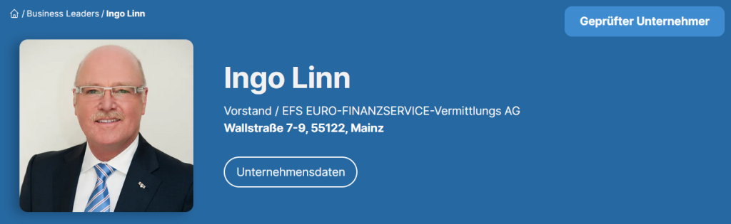 Ingo Linn - Vorstand / EFS EURO-FINANZSERVICE-Vermittlungs AG (Business-Leaders)