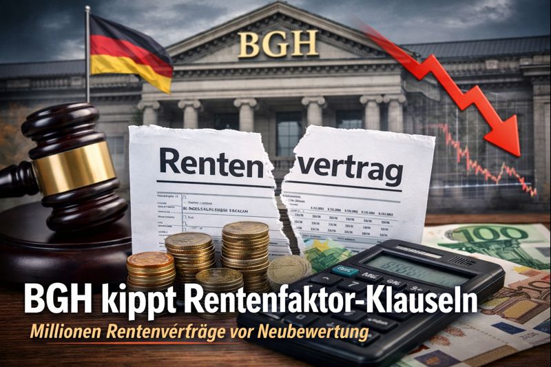 BGH kippt Rentenfaktor-Klauseln: Millionen Rentenverträge neu zu bewerten