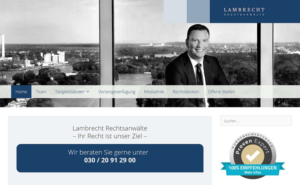 Lambrecht Rechtsanwälte Webseite
