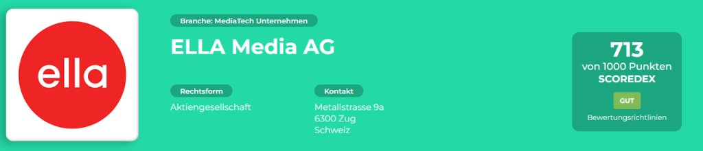 ELLA Media AG - SCOREDEX Bewertung