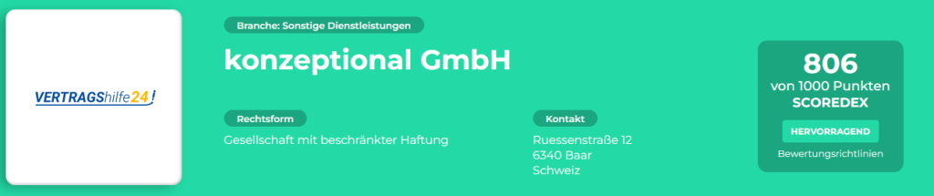 Vertragshilfe24 - SCOREDEX Bewertung