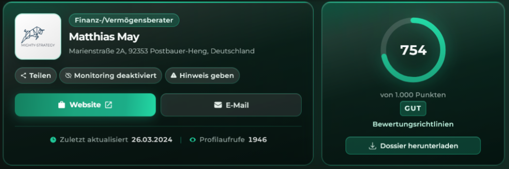 Matthias May - SCOREDEX Bewertung